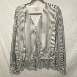Loft Women's Size Medium Striped Peplum Blouse